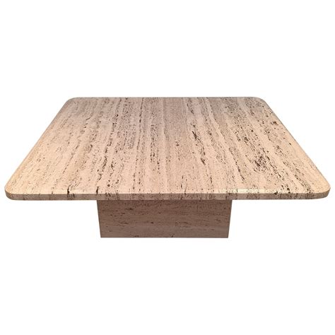 Square Travertine Rough Coffee Table from France at 1stDibs