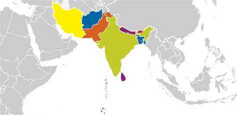 Southern Asia Countries and Capitals Diagram | Quizlet