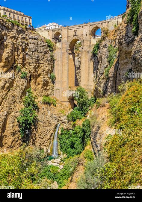 Puente Nuevo New Bridge Over The El Tajo Gorge In Ronda Spain Stock