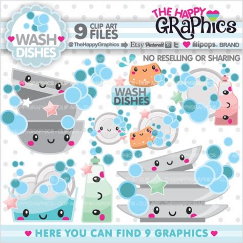 Wash Dishes Clipart, Wash Dishes Graphic, COMMERCIAL USE, Planner ...