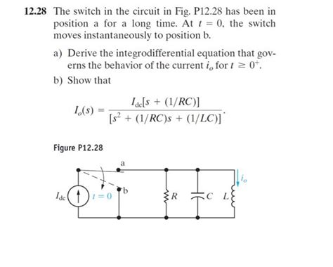 Solved 2 28 The Switch In The Circuit In Fig P12 28 Has