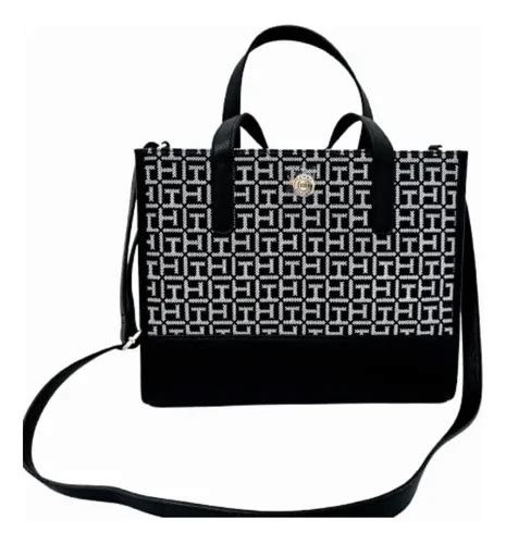 Bolsa Tommy Hilfiger Feminina Original - Bolsa Tommy Hilfiger Feminina Original Preto Estampado Metal Preto ...