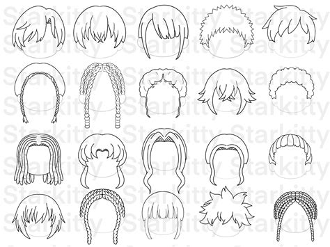 40 Chibi Hair Stamp Brushes For Procreate Chibi Stamps Procreate