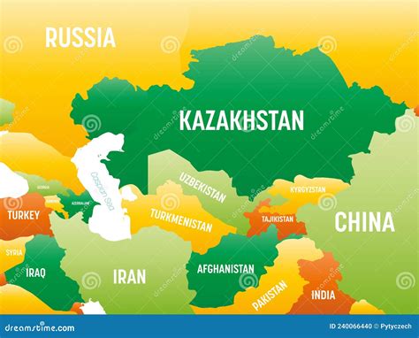 Mapa Da Asia Central - Mapa Político Detalhado Da ásia Central Com Rótulos Ilustração do Vetor ...