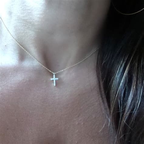 Small Cross Necklace Cross Necklace Diamond Cz Cross Etsy