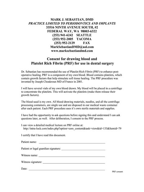 Consent Prf Dental Form Fill Online Printable Fillable Blank