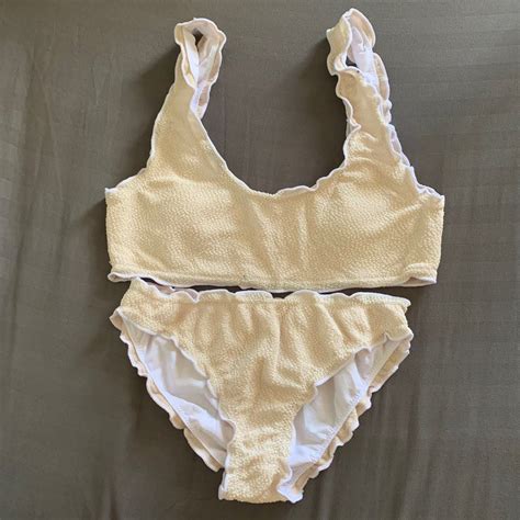 Pastel Yellow Ruffles Two Piece Swimsuit Bikini Rare Women S Fashion Swimwear Bikinis