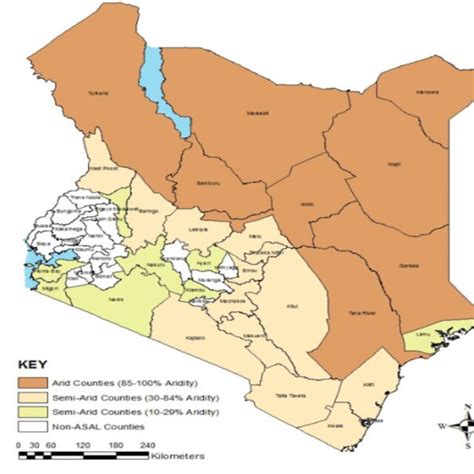 Map to show Arid and Semi-Arid Land Counties | Download Scientific Diagram