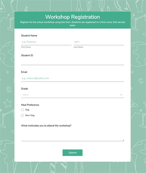 Education Form Templates Zoho Forms