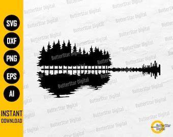 Guitar Trees Reflection On Water Svg Guitar Svg Svg Svg Etsy Ireland