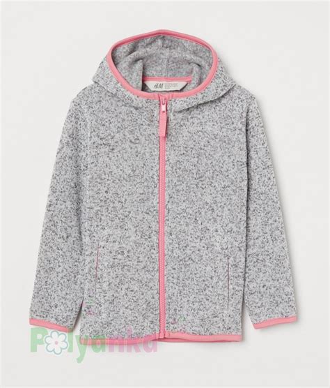 H&M Детская флисовая кофта для девочки серая с капюшоном, цена на ...