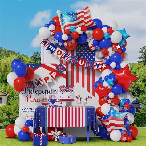 Th Of July Balloon Garland Arch Kit Pcs Navy Blue Red White