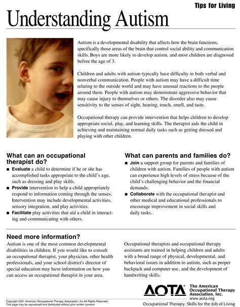 Printable Autism Fact Sheet