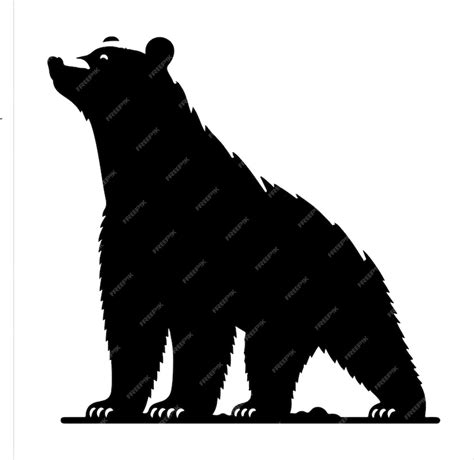 Premium Vector Bear Standing Silhouette Vector Black Color Silhouette