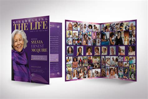 Purple Life Tabloid Funeral Program Template Graphicmule