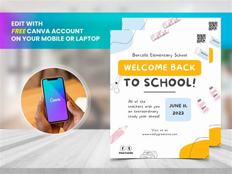 BACK TO SCHOOL Flyer Diy, Editable Canva Template, Printable & Social ...