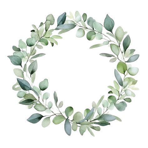 Vector Illustration Watercolor Christmas Wreath With Eucalyptus Leaf