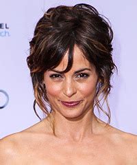 Stephanie Szostak Long Curly Dark Mocha Brunette Updo Hairstyle With