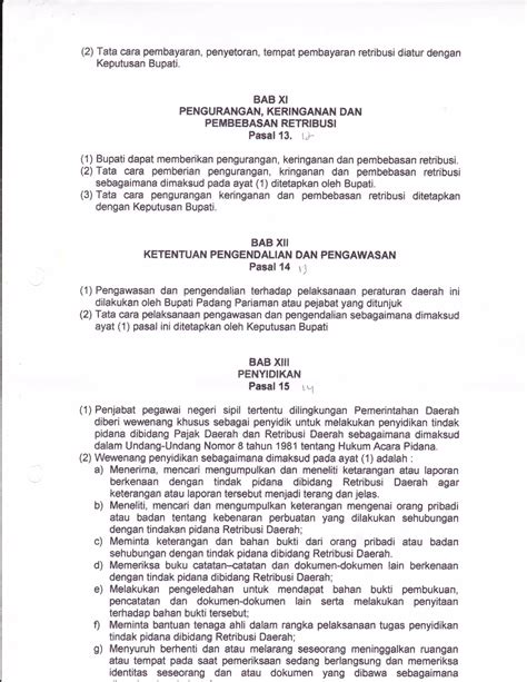 Perda Kab Padang Pariaman No 10 Tahun 2004 Tentang Retribusi Tempat