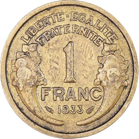 Coin France Morlon Franc 1933 Aluminum Bronze KM 885 European