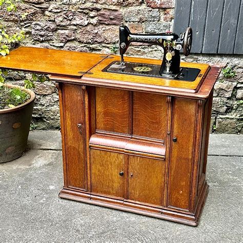 Antique Singer Oak Cased Sewing Machine Treadle Treasure Trove