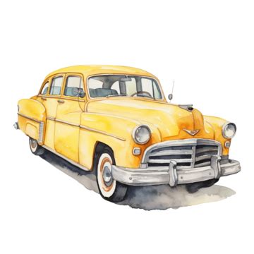 Watercolor Taxi Clip Art, Taxi, Yellow, Watercolor PNG Transparent ...