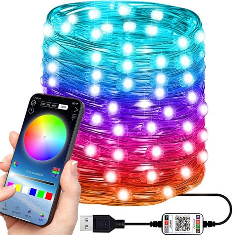 Lampki Led Rgb Wi Teczne Choinkowe Bluetooth M Drut Sterowane