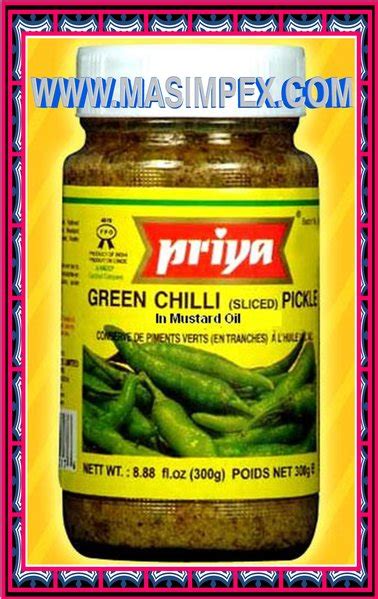 Priya Sliced Green Chilli Pickle 300g Mas Impex Asian And Afro Supermarkt