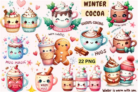 Cute Hot Cocoa Winter Sublimation Bundle Graphic By Lelix Art