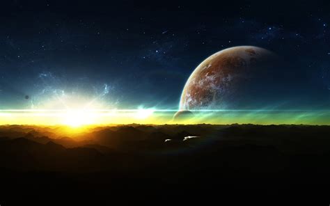 Galactic Sunrise HD Sci Fi Wallpaper