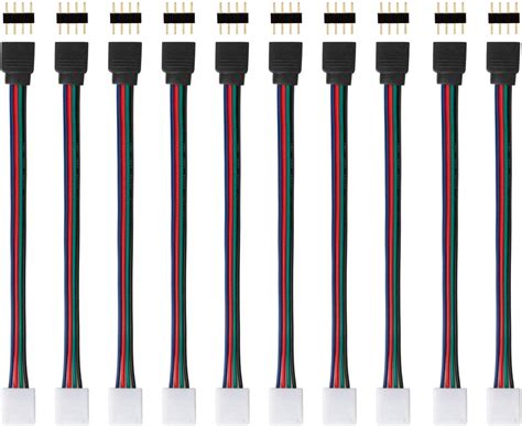 Haraqi 4 Pin RGB Male And Female Connector Wire Cable 10 Pack With 10