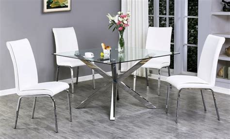 Beverley 5 Pc White Square Dining Table Set Aetna Stores