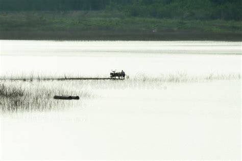 Fishing at the Reservoir Under the Clear Sky Stock Image - Image of ...