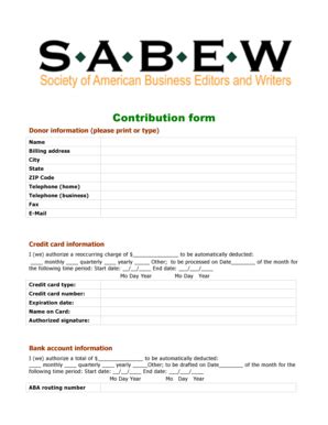 Fillable Online Automatic Recurring Billing Form Sabew Fax Email