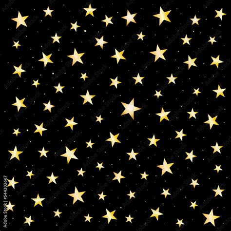 Glitter gold stars on black background. Glittering particles with shiny ...