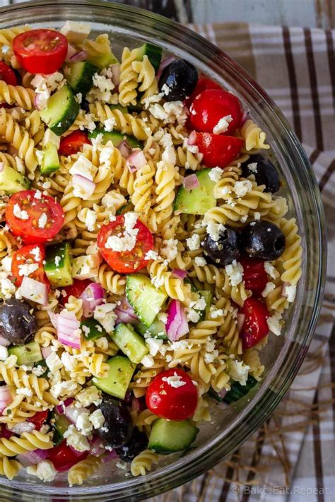 Greek Pasta Salad Bake Eat Repeat