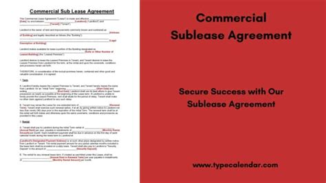 Free Printable Commercial Sublease Agreement Templates Pdf Word