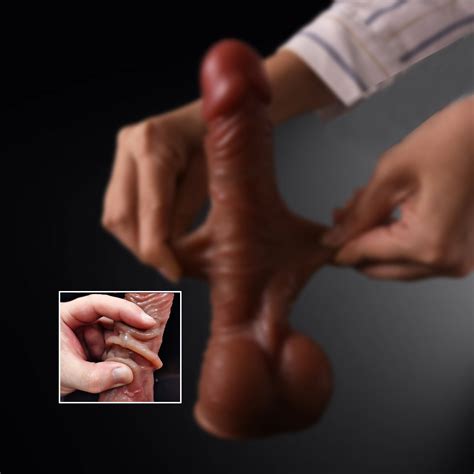 Sliding Foreskin Dildo Realistic Dildoes For Women Man Movable Foreskin