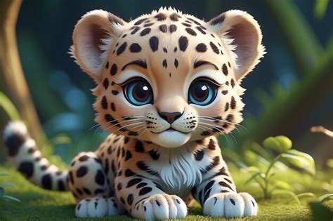 Premium Photo A Cute Adorable Baby Leopard Rendered In The Style Of