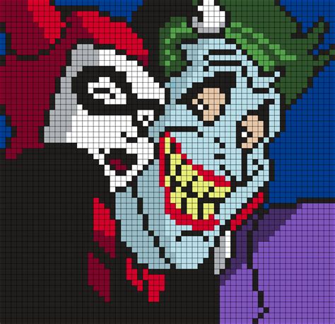 Harley Quinn And The Joker Selfie Square Perler Bead Pattern Bead