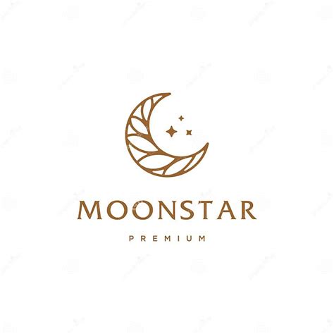 Elegant Crescent Moon And Star Logo Design Line Icon Vector In Luxury