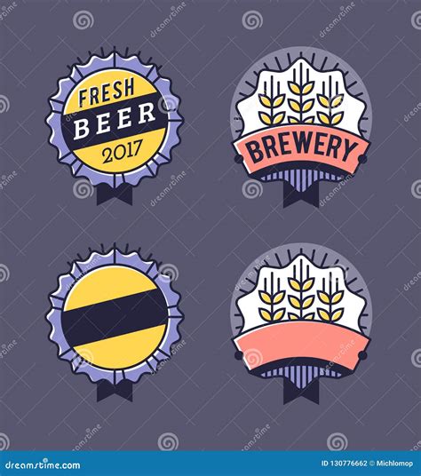 Vector Line Art Badge Craft Beer Logo Stock Illustration