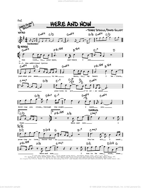 Here And Now Sheet Music Real Book Melody And Chords Real Book