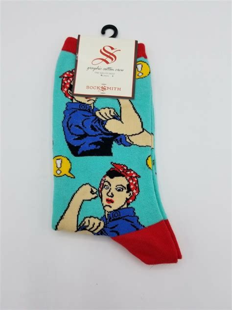 Socksmith Women S Graphic Cotton Crew Socks Rosie The Riveter Size 5 10 5 Ebay