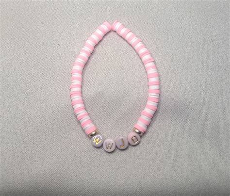 Wwjd Light Pink Clay Bead Bracelet Etsy