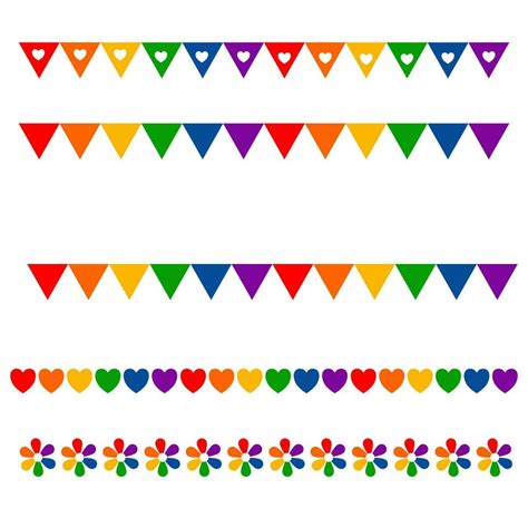 Rainbow Flag Set Lgbt Gay And Lesbian Pride Symbol Star Heart Icon