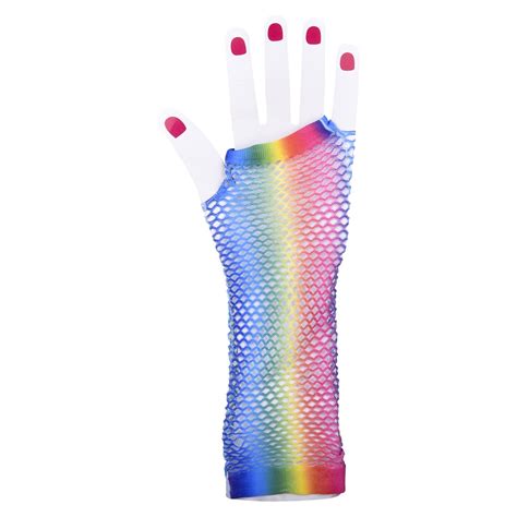 Rainbow Fishnet Fingerless Long Glove The Stuff Shop