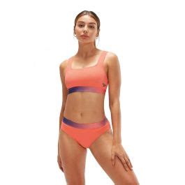 Speedo Textured Deep U Back Bikini Coral Blue