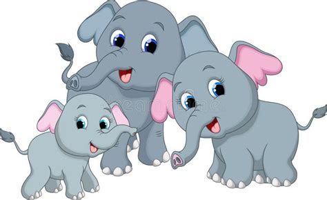 Elephant family cartoon stock illustration. Image of gradient - 43471745