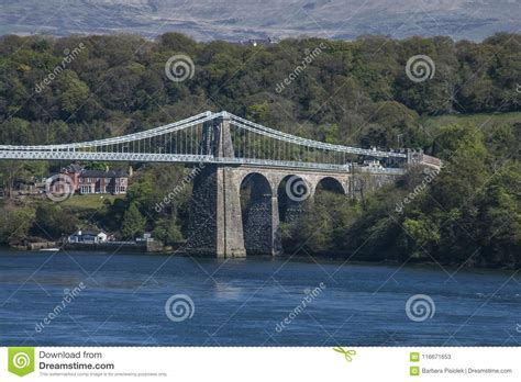 The Menai Suspension Bridge, Close-up. Stock Image - Image of landmark ...